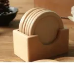 Japanese Style Six Piece Wooden Coaster Set tag1