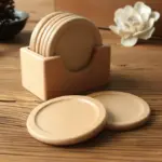 Japanese Style Six Piece Wooden Coaster Set tag1