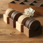Japanese Style Six Piece Wooden Coaster Set tag1