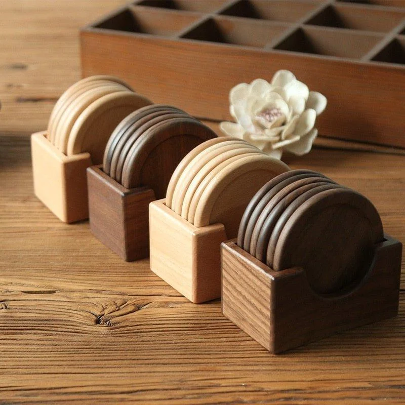 Japanese Style Six Piece Wooden Coaster Set -  - #tag1#