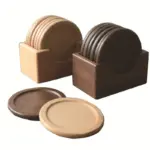 Japanese Style Six Piece Wooden Coaster Set tag1