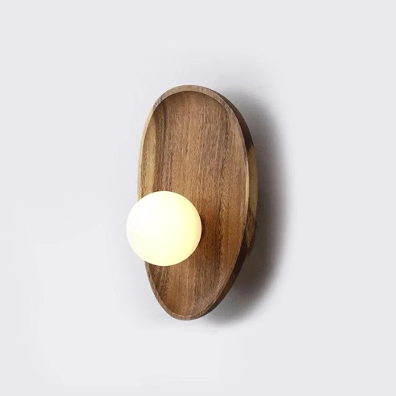 Japanese Style Solid Wooden Plate Wall Fixture Lamp -