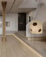 Japanese Wabi Sabi Rice Paper Dot Pattern Floor Lamp