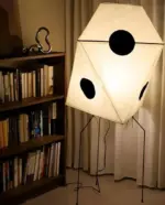 Japanese Wabi Sabi Rice Paper Dot Pattern Floor Lamp