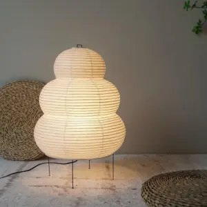 Japanese Wabi-Sabi Style Curvy Floor Lantern Lamp