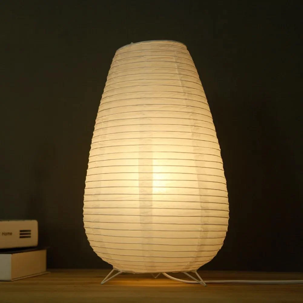 Japanese Wabi-Sabi Style Rice Paper Cylinder Lantern Lamp -