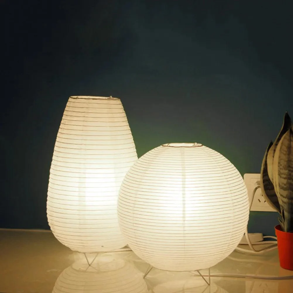 Japanese Wabi-Sabi Style Rice Paper Cylinder Lantern Lamp -