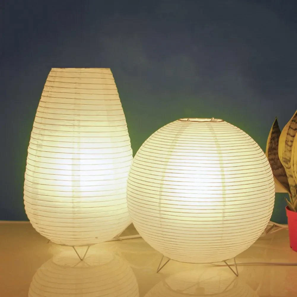 Japanese Wabi-Sabi Style Rice Paper Cylinder Lantern Lamp -