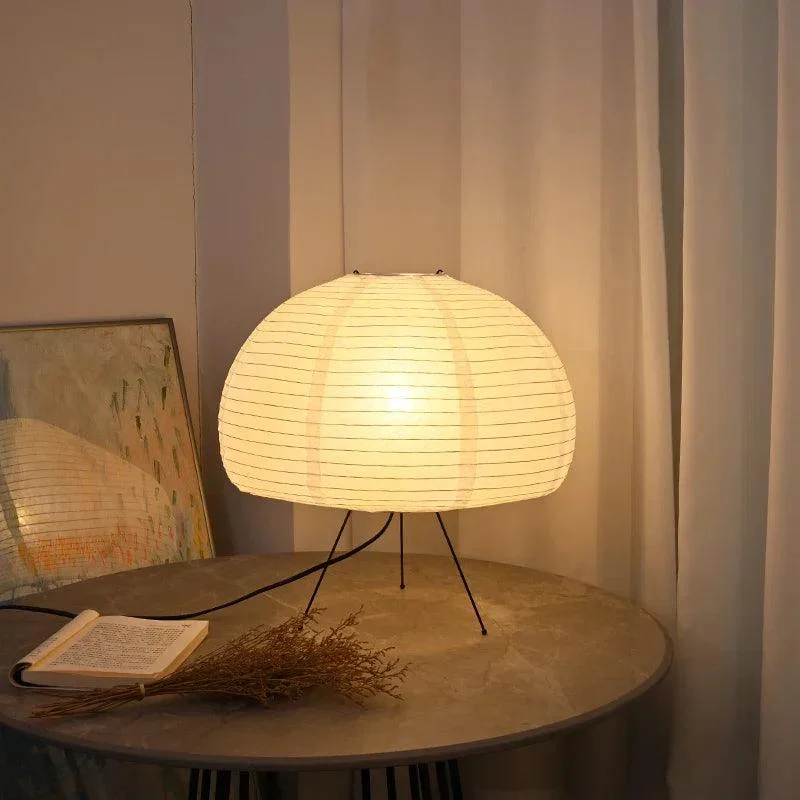 Japanese Wabi-Sabi Style Rice Paper Dome Lamp -