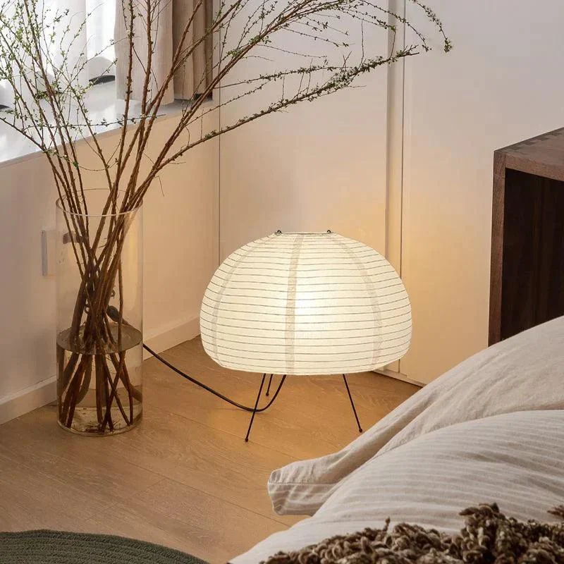 Japanese Wabi-Sabi Style Rice Paper Dome Lamp -