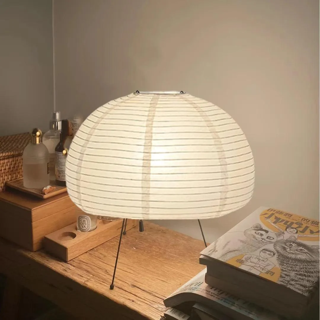 Japanese Wabi-Sabi Style Rice Paper Dome Lamp -