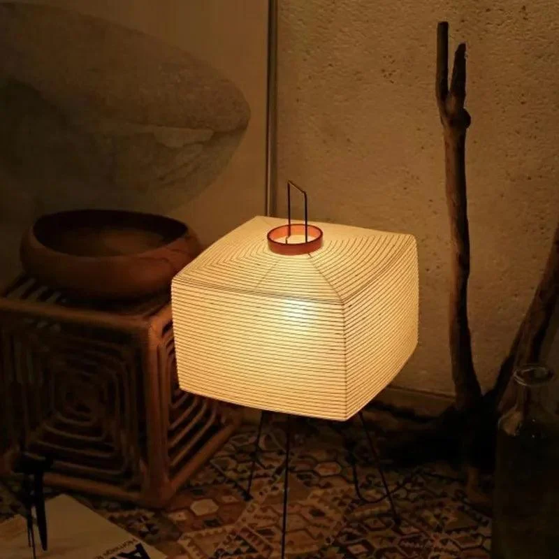 Japanese Wabi-Sabi Style Rice Paper Floor Lantern Lamp -