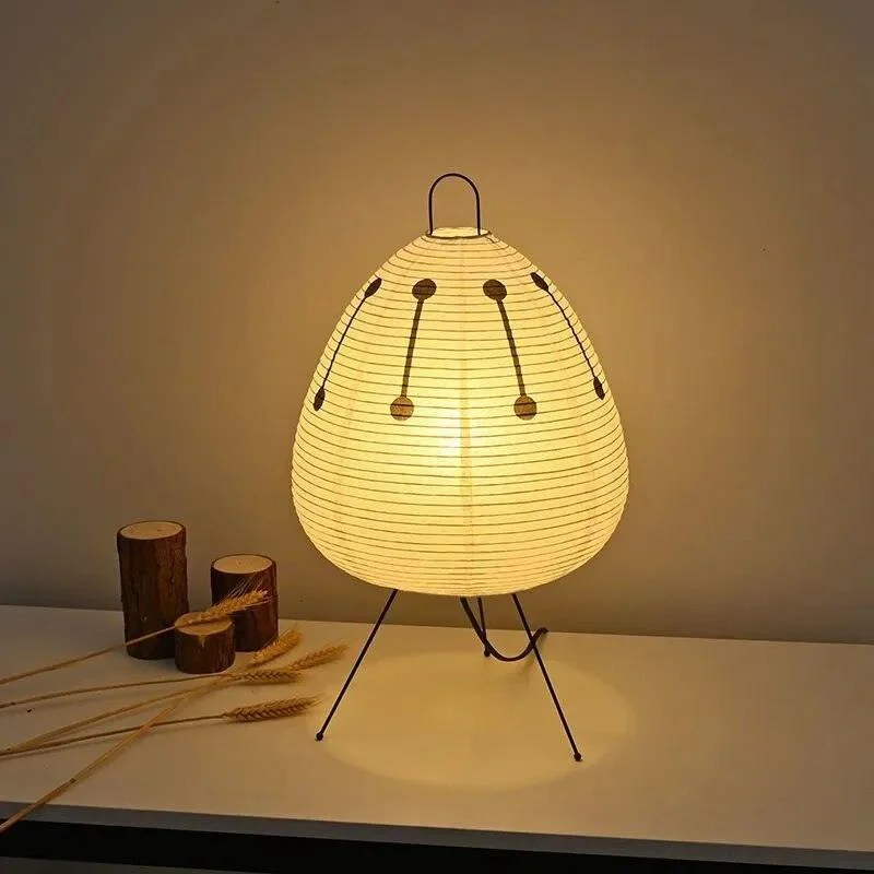 Japanese Wabi-Sabi Style Rice Paper Patterned Lantern Lamp -