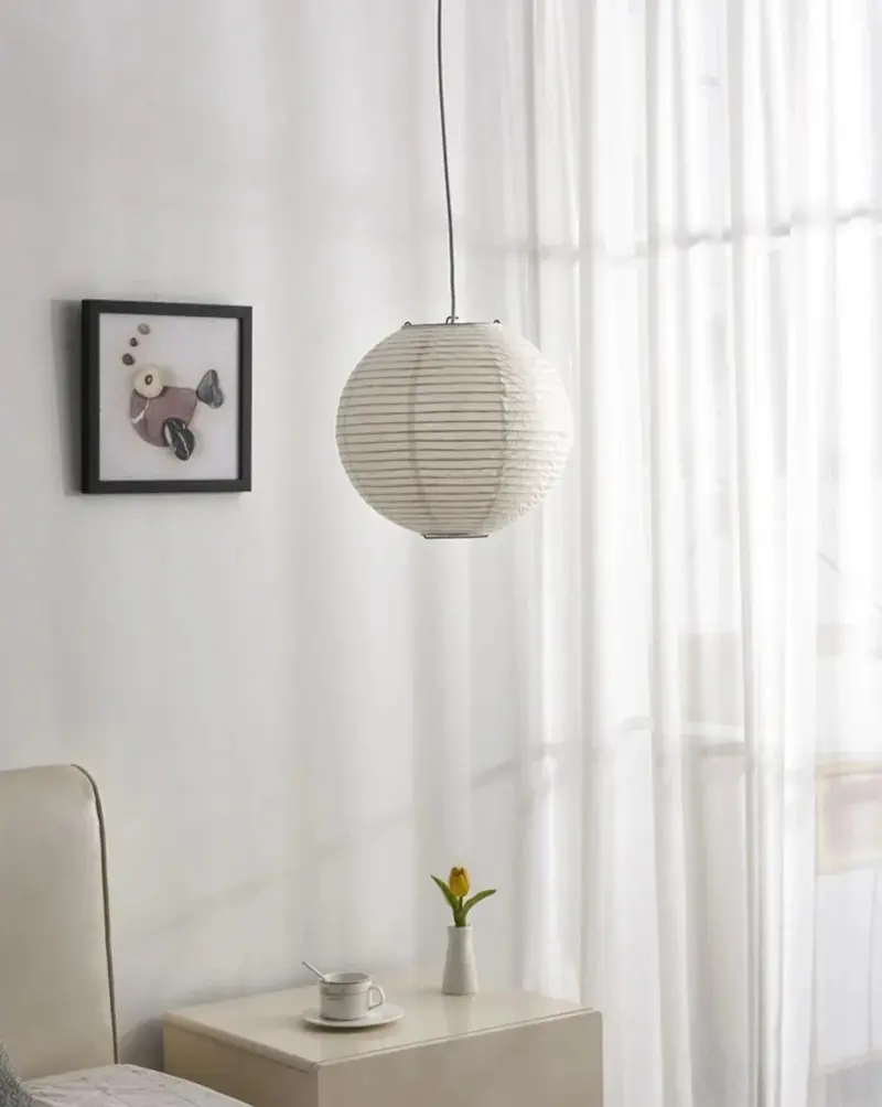 Japanese Wabi Sabi Style Rice Paper Pendent Ceiling Lamp