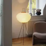 Japanese Wabi Sabi Style Rice Paper Round Floor Lantern Lamp