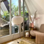 Japanese Wabi Sabi Style Rice Paper Round Floor Lantern Lamp