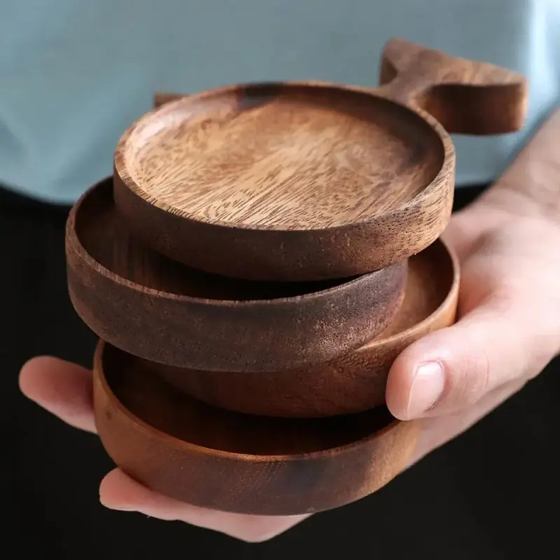 Japanese Wooden Fish Condiment Snack Tray Coaster
