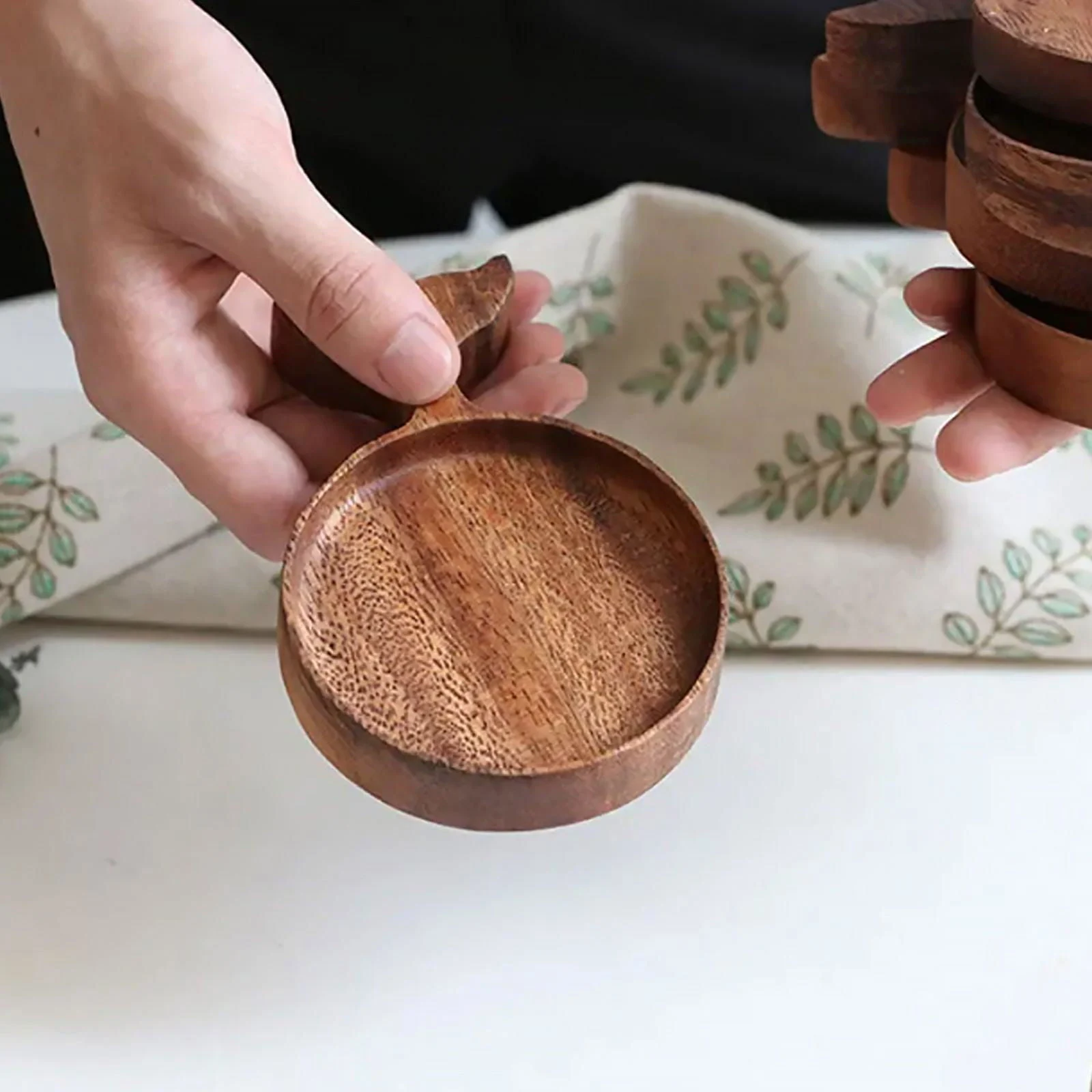 Japanese Wooden Fish Condiment Snack Tray Coaster -