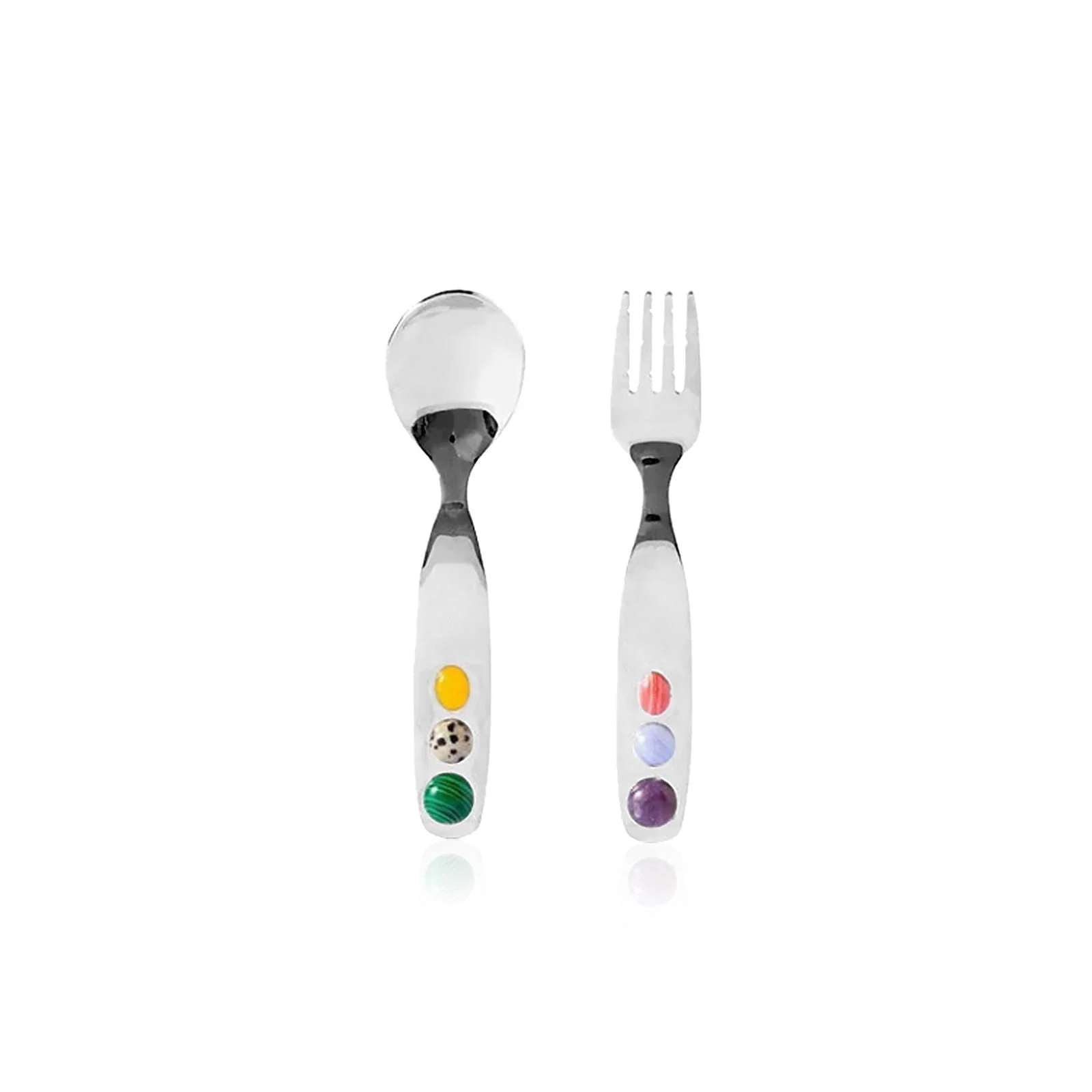 Jelly Bean Stainless Steel Dessert Fork & Spoon -