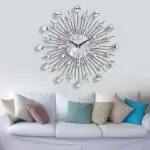 Jeweled Round Sunburst Metal Wall Clock tag1
