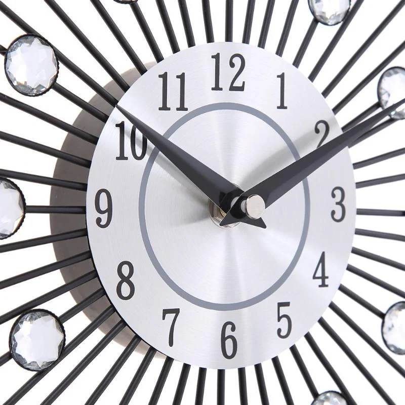 Jeweled Round Sunburst Metal Wall Clock -  - #tag1#