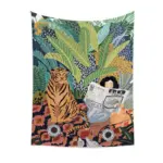 Jungle Tiger Girl Wall Tapestry tag1