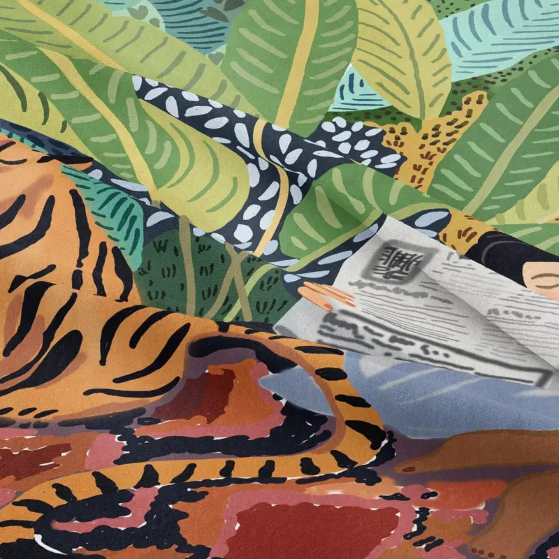 Jungle Tiger Girl Wall Tapestry tag1