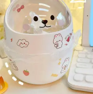 Kawaii Bear Mini Desktop Trash Can With Lid