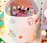 Kawaii Bear Mini Desktop Trash Can With Lid