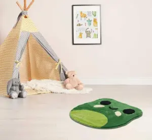 Kawaii Non Slip Fluffy Green Frog Rug