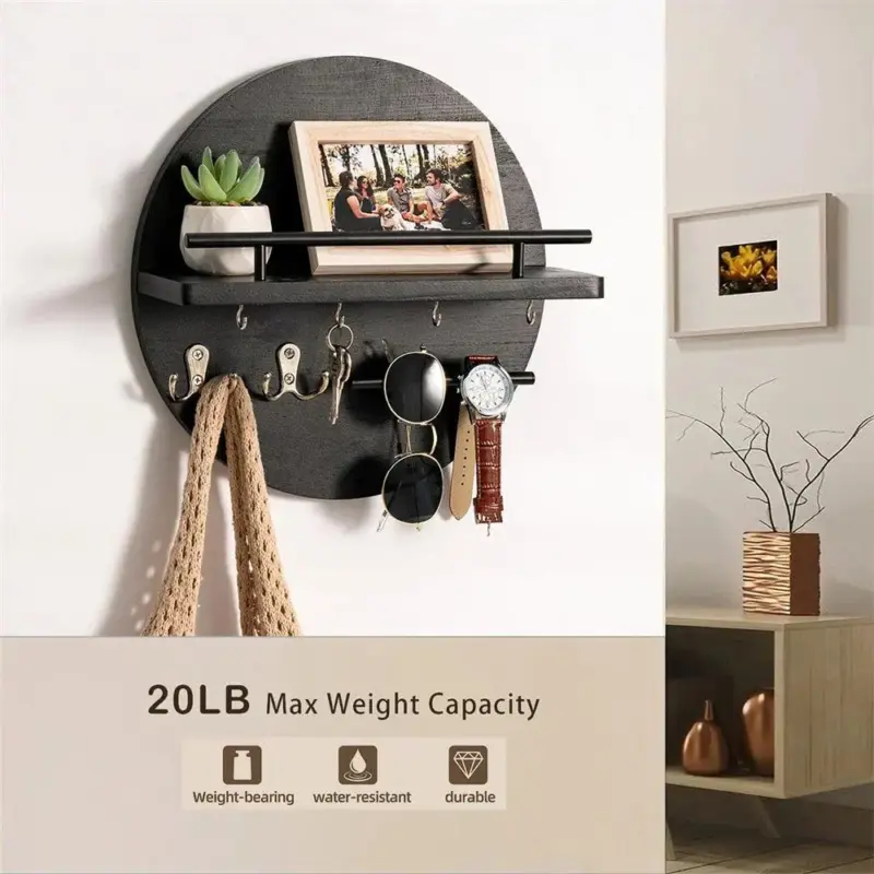 Key holder round Wood Environmentally friendly For Living room Hallway Wall mounted 29 11cm tag1