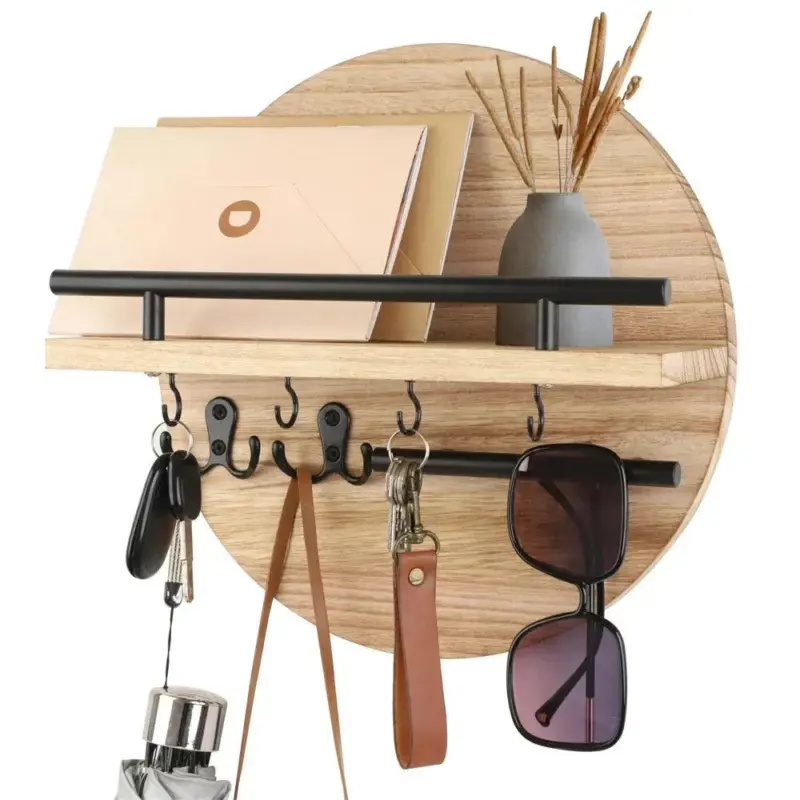 Key holder round Wood Environmentally friendly tag1