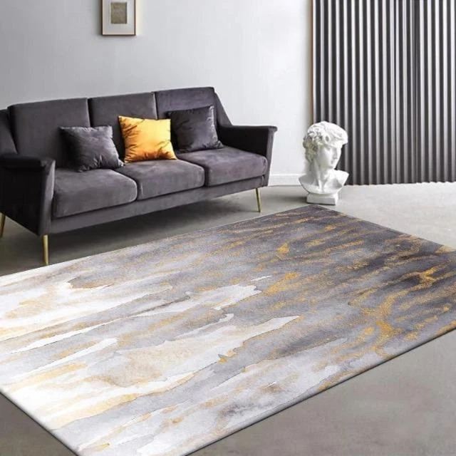 Kiera - Golden Powder Marble Pattern Carpet - Homeko