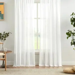 Kira White Cotton Blend Sheer Curtains Soft Roof