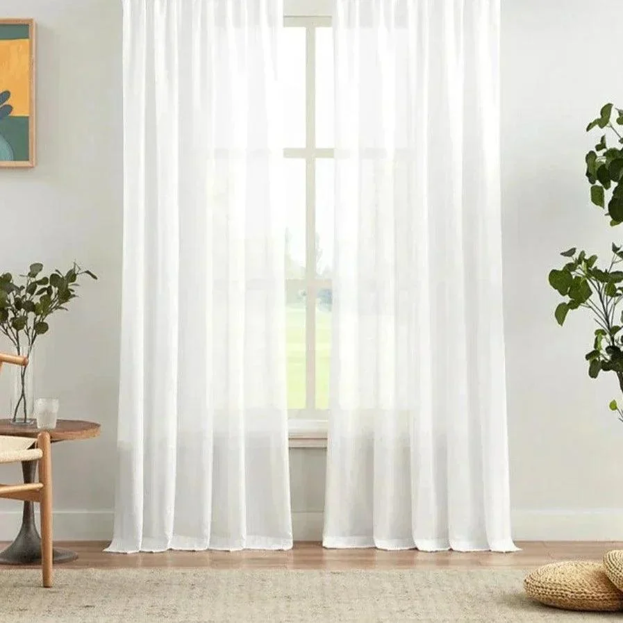 Kira White Cotton Blend Sheer Curtains Soft Roof -  - #tag1#