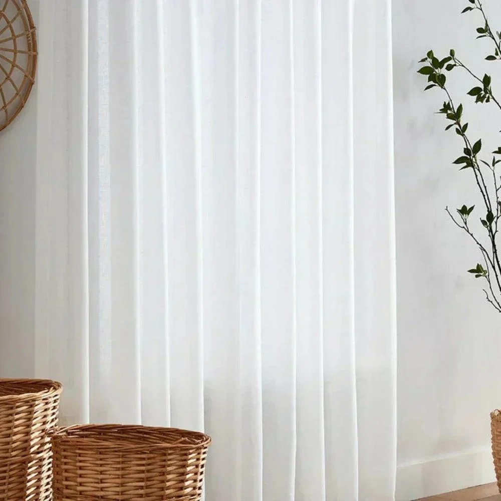 Kira White Cotton Blend Sheer Curtains Soft Roof -  - #tag1#