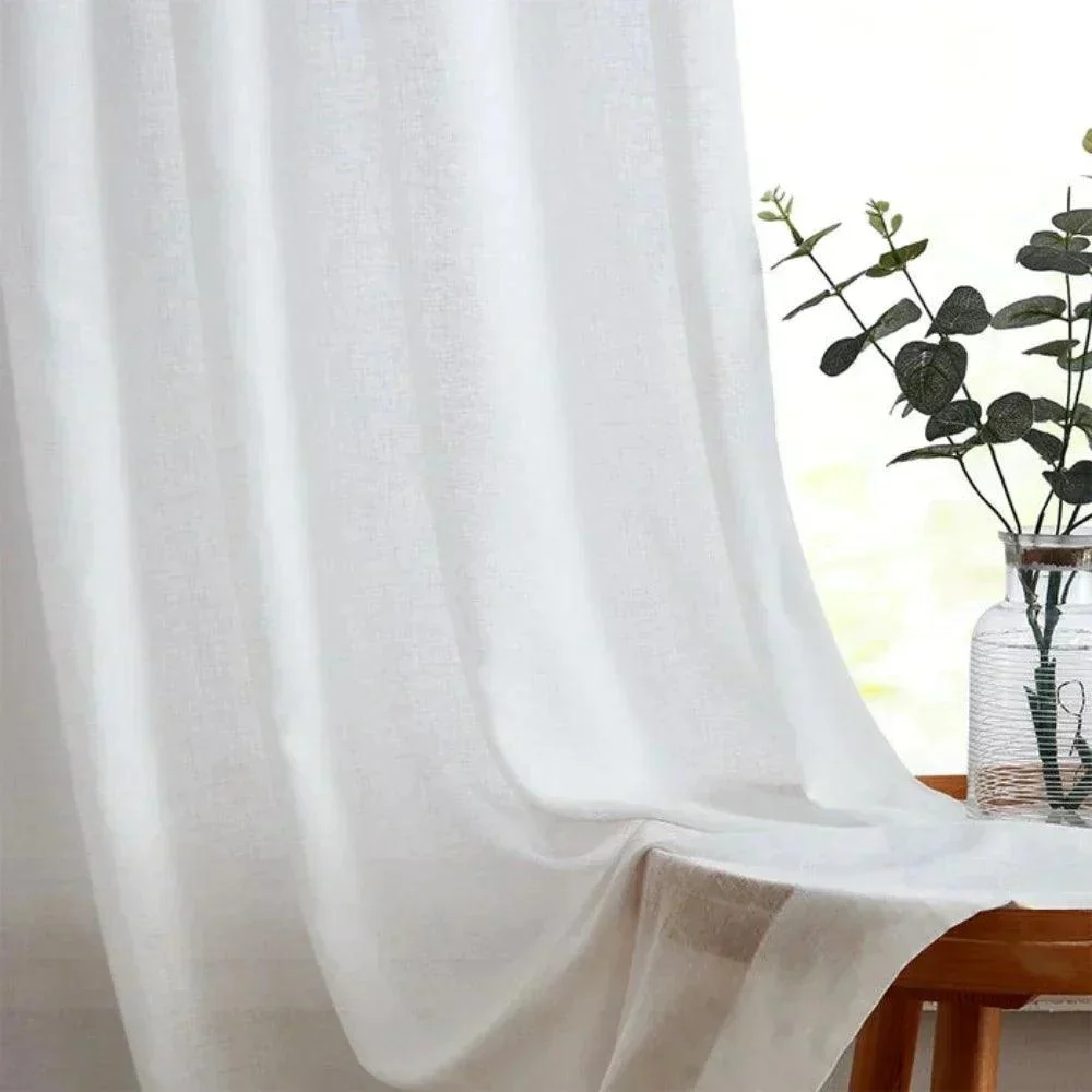 Kira White Cotton Blend Sheer Curtains Soft Roof -  - #tag1#
