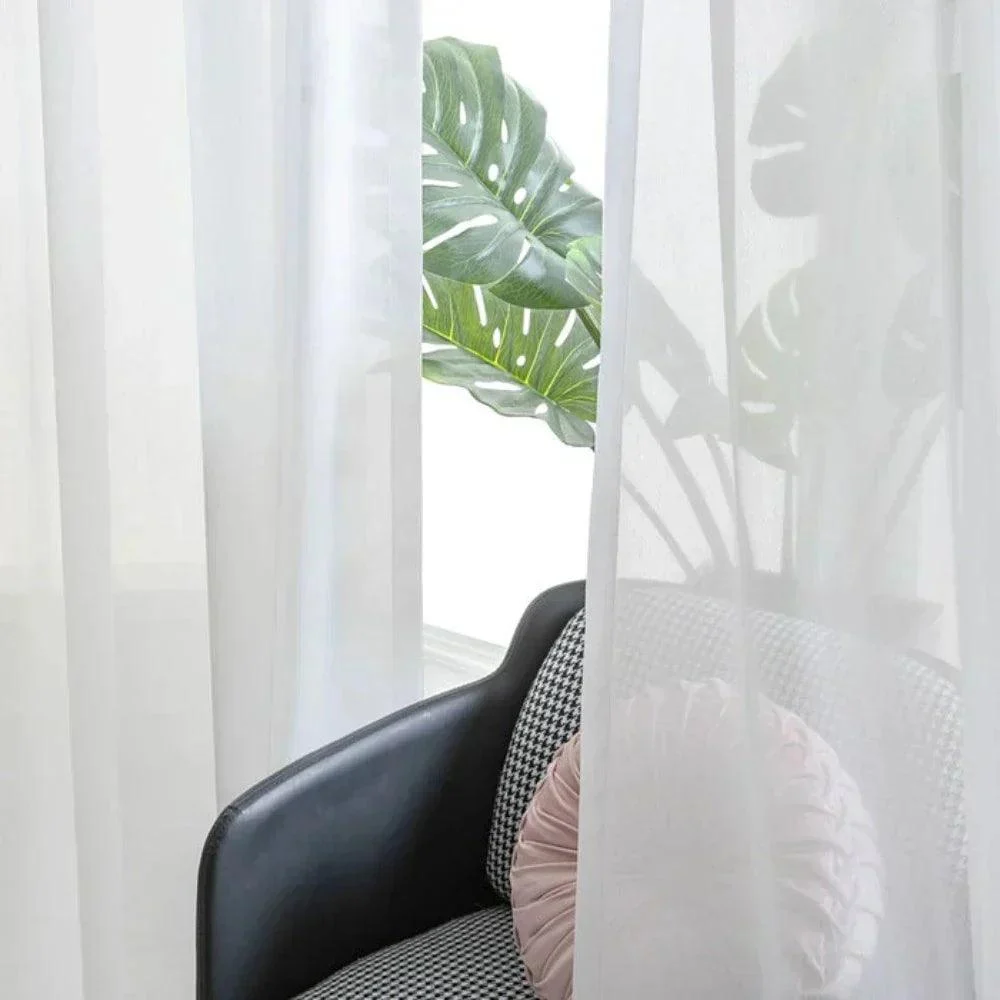 Kira White Cotton Blend Sheer Curtains Tulle -  - #tag1#