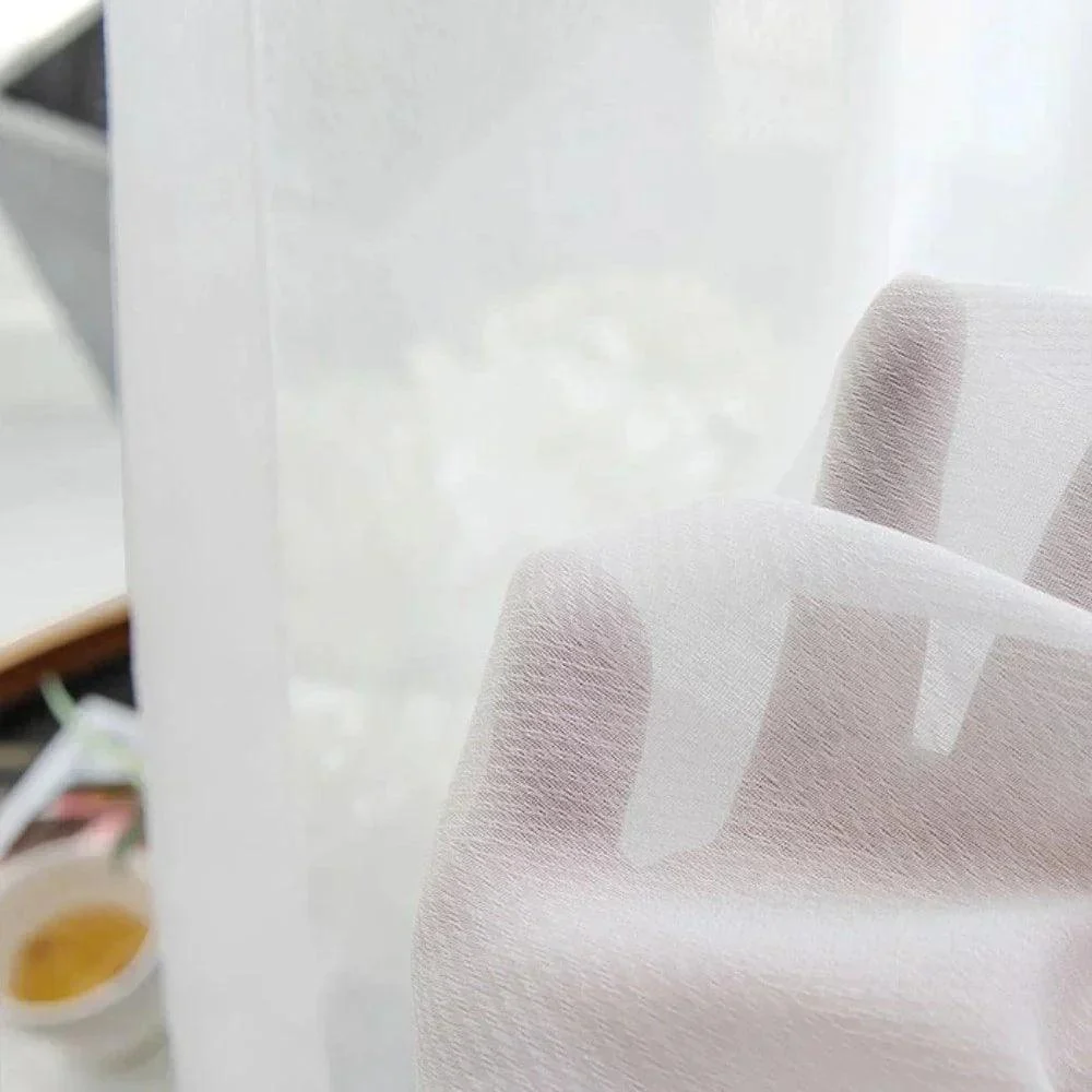 Kira White Cotton Blend Sheer Curtains Tulle -  - #tag1#