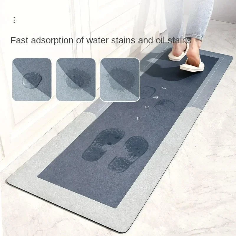 Kitchen Absorbent Mat Non-Skid Waterproof Wipeable Comfort Standing Kitchen Rugs and Mats Wipeable Wash Free Long Strip Carpet -