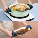 Kitchen Anti Scalding Set Hot Plate Gripper Stainless Steel Bowl Clip Silicone Gloves tag1
