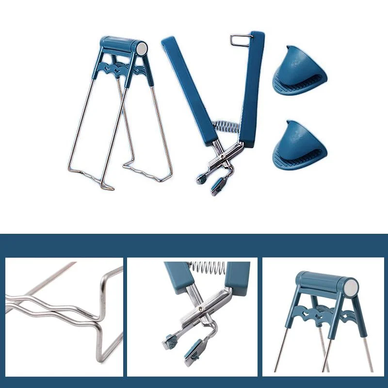 Kitchen Anti-Scalding Set, Hot Plate Gripper & Stainless Steel Bowl Clip & Silicone Gloves -  - #tag1#