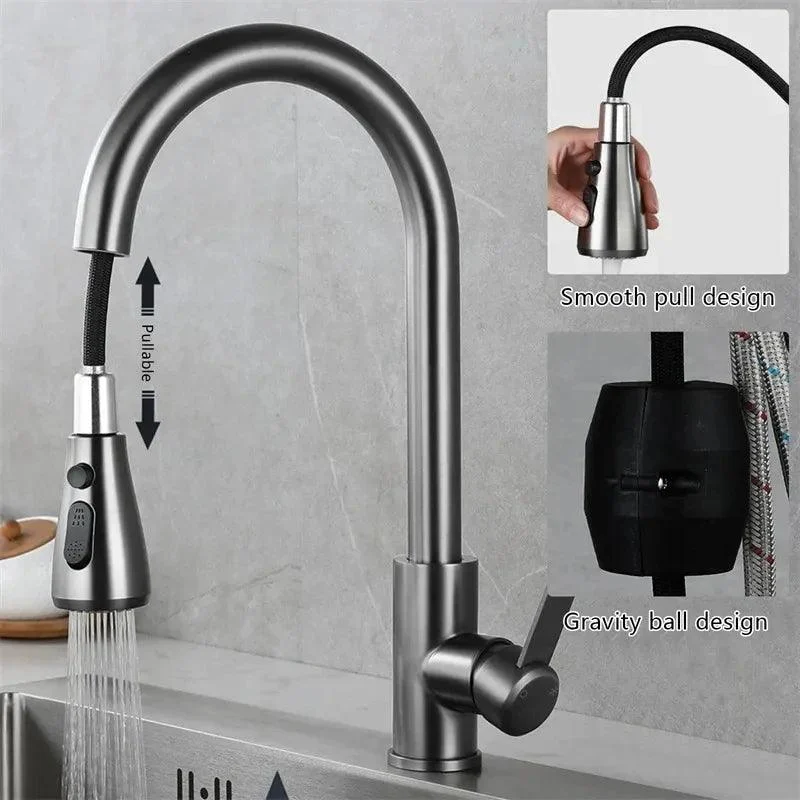 Kitchen Faucet - Brushed Pull-Out Hand Shower -  - #tag1#