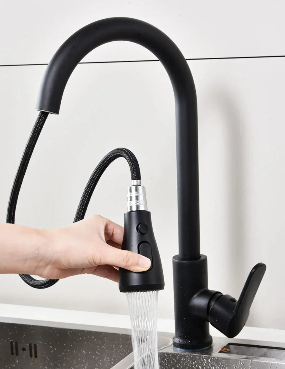 Kitchen Faucet - Brushed Pull-Out Hand Shower -  - #tag1#