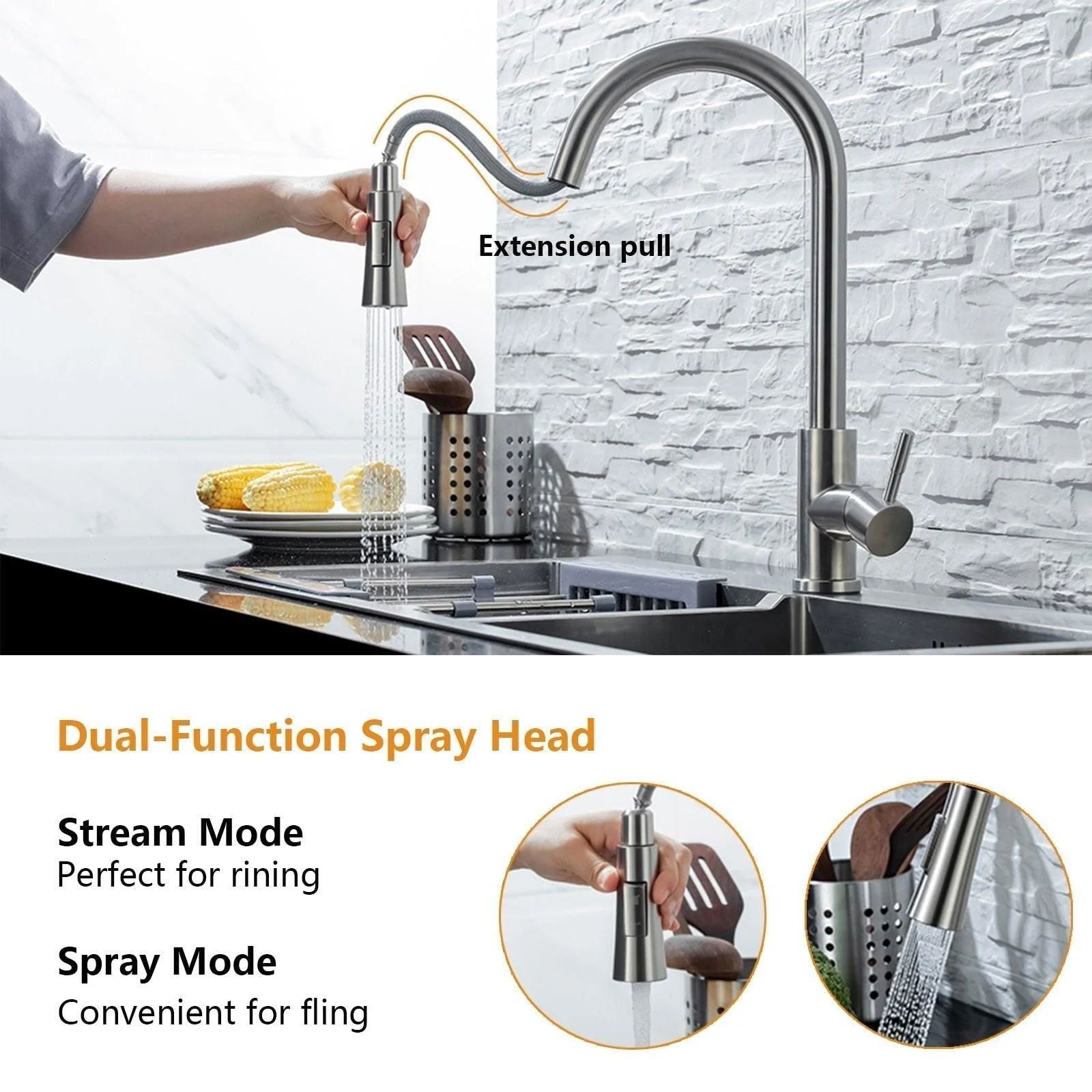 Kitchen Faucet with Pull Out and Sensor -