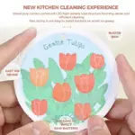 Kitchen Flower Print Wood Pulp Cotton Cloth tag1