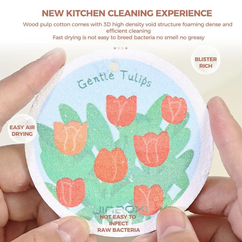 Kitchen Flower Print Wood Pulp Cotton Cloth -  - #tag1#