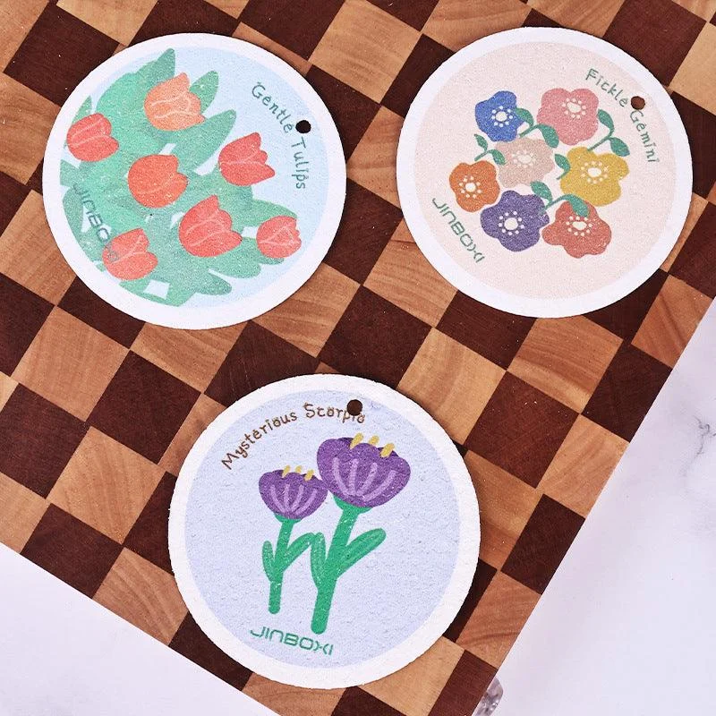 Kitchen Flower Print Wood Pulp Cotton Cloth -  - #tag1#