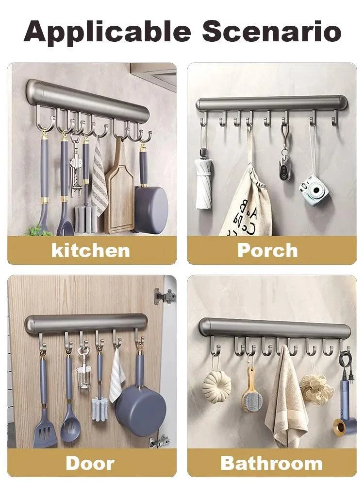Kitchen Hook Rack - AluHook - For Kitchen Storage - Adjustable Hooks - Aluminum -  - #tag1#