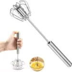 Kitchen Semi automatic Egg Beater Stainless Steel Easy Whisk tag1